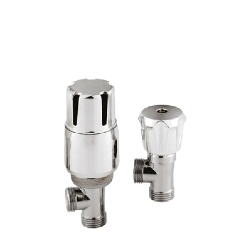 Image of Balterley Angled Thermostatic Radiator Valves Sold in Pairs Chrome Silver unisex