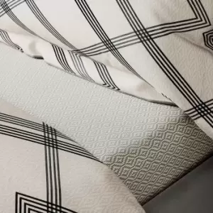 Image of Bedeck of Belfast Emani Double Fitted Sheet, Chalk/Charcoal