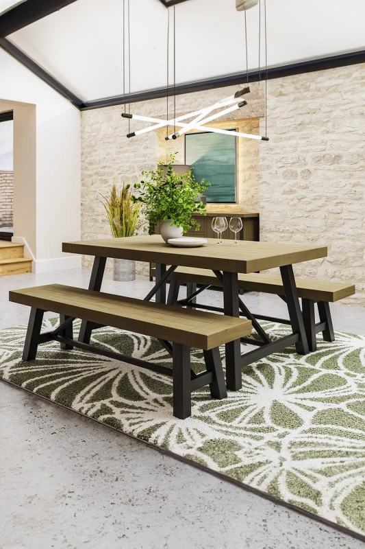 Image of FW Style Lowry 1.6M Dining Table Driftwood Lacquered Solid Reclaimed Pine, Brown LOW02