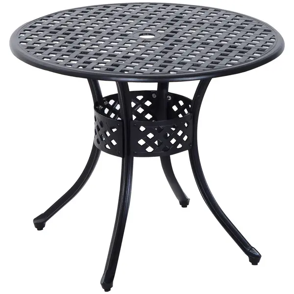 Image of Outsunny Round Aluminium Garden Dining Table - Black