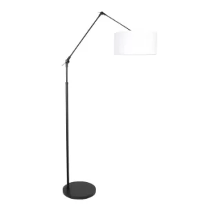 Image of Prestige Chic Floor Lamp with Shade Matte Black, Chintz White