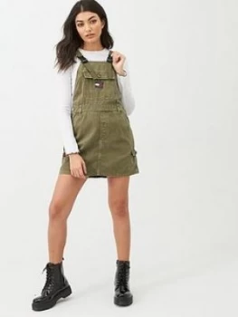 Image of Tommy Jeans Dungaree Dress - Khaki