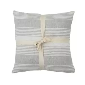 Image of Simply Green Recycled Cotton Stripe Cushion Grey