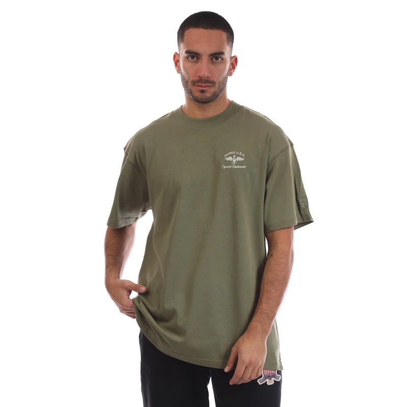 Image of Avirex Mens Crotona Oversized Fit Oversized T-Shirt Khaki male X Small