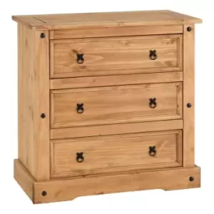Image of Seconique Corona 3 Drawer Chest - Distressed Waxed Pine