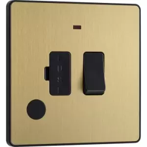 Image of BG Evolve Brushed (Black Ins) Switched 13A Fused Connection Unit With Power LED Indicator, And Flex Outlet in Brass Steel
