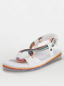 Image of Tommy Jeans Multicolour Rope Flat Sandals - White