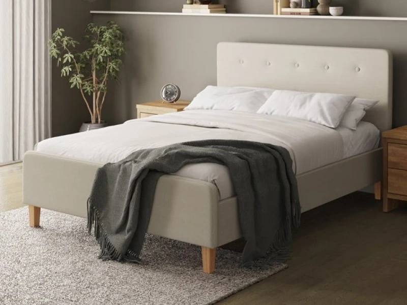 Image of GFW Ashbourne Natural Fabric Bed Frame - 4ft6 Double