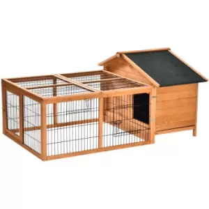 Image of PawHut Wooden Rabbit Hutch Outdoor, Guinea Pig Hutch, Detachable Pet House Animal Cage with Openable Run & Roof Lockable Door Slide-out Tray 146 x 95