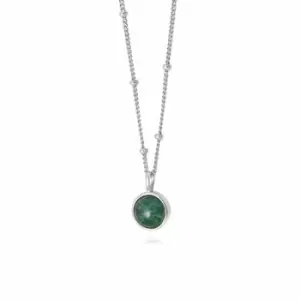 Image of Daisy London Jewellery 925 Sterling Silver Green Aventurine Healing Stone Necklace Sterling Silver