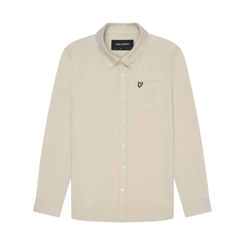 Image of Lyle & Scott Cove Plain Flannel Shirt Stone Male L 224877UK