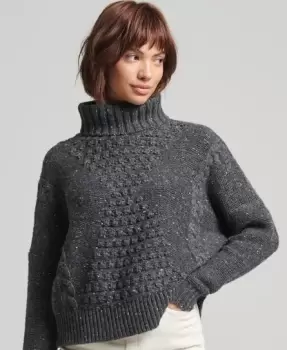 Image of Superdry Chunky Cable Roll Neck Jumper