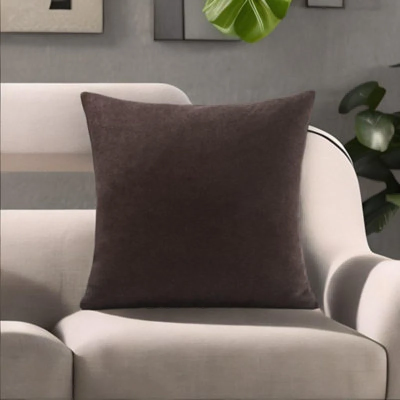 Image of Luxury Living Velvet Chenille Cushion Chocolate