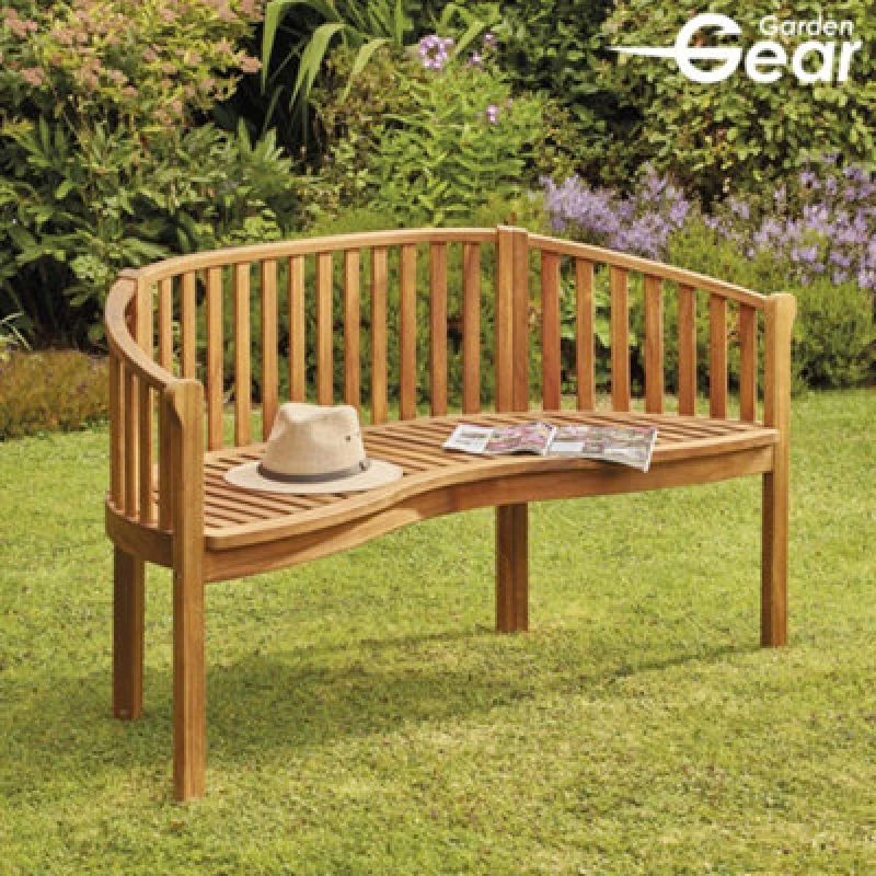 Image of Garden Gear Acacia Hardwood Banana Bench, Wooden, Water Resistant, Outdoor Furniture For Garden Patio & Decking