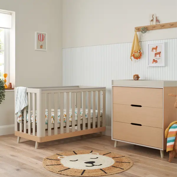 Image of Tutti Bambini Hygge Mini 2 Piece Nursery Furniture Set Light Oak