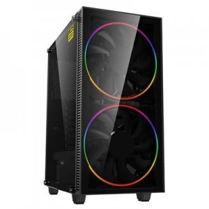 Image of GameMax Black Hole Mid Tower 1 x USB 3.0 / 1 x USB 2.0 Tempered Glass Side Window Panel Black Case with Addressable RGB LED Fans