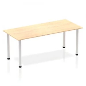 Image of Impulse Straight Table 1800 Maple Post Leg Silver