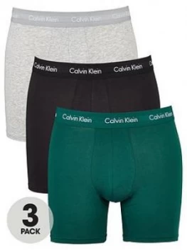 Image of Calvin Klein 3 Pack Boxer Brief - Green/Grey/Black, Green/Grey/Black Size M Men
