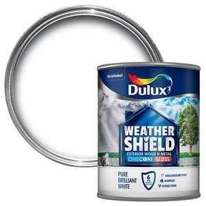 Image of Dulux Trade Pure brilliant white Gloss Metal & wood Paint 750ml