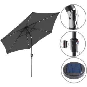 Image of Garden Sun Parasol Patio 24 LED Aluminium Crank Solar 270cm Balcony Cafe Bistro Anthracite