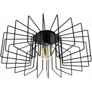 Image of Loops - Flush Ceiling Light Colour Black Open Wire Square Frame Modern Bulb E27 28W
