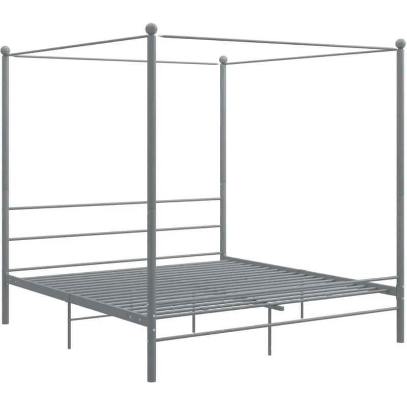 Image of VIDAXL Canopy Bed Frame without Mattress Grey Metal 180x200cm Super King Vidaxl 8720286163832