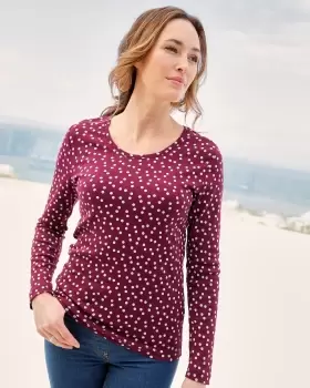 Image of Cotton Traders Womens Wrinkle Free Long Sleeve Spot Jersey Top in Red