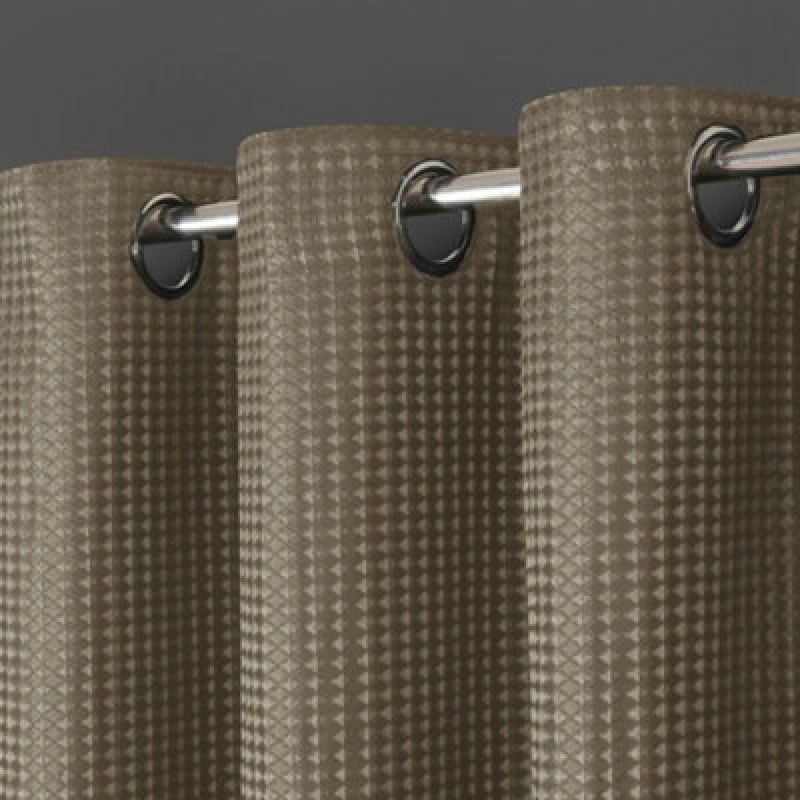 Image of Velosso Waffle Jacquard Total Blackout Door Curtain - Natural