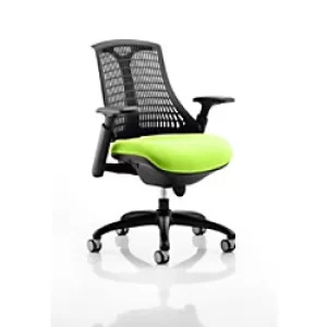 Image of Dynamic Synchro Tilt Task Operator Chair Height Adjustable Arms Flex Black Back, Myrrh Green Seat Without Headrest Medium Back