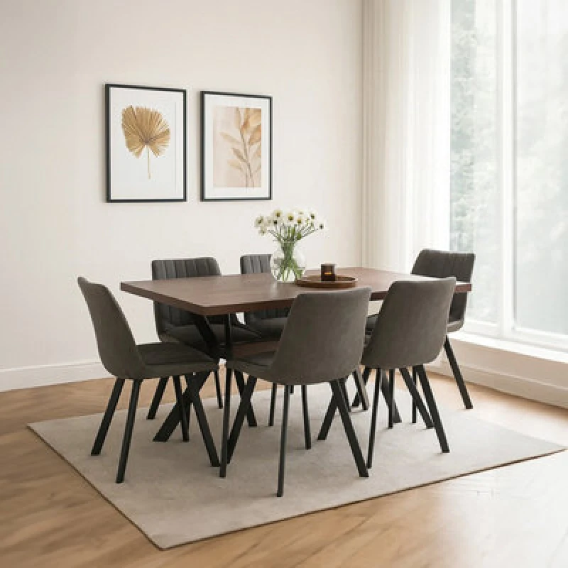 Image of Orsina Durable Rectangle Dining Set, Space Saving Design Dining Set, Comfortable Small Dining Set For House
