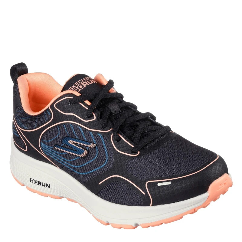 Image of Skechers Womens Everyday Neutral Road Running Shoes Black/Coral female 2 (35)