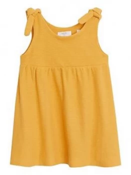 Image of Mango Baby Girls Tie Shoulder Dress - Mustard