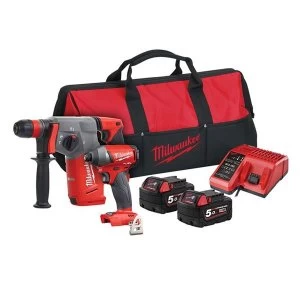 Image of Milwaukee Power Tools M18 FPP2AC-502 FUEL Twin Pack 18V 2 x 5.0Ah Li-ion