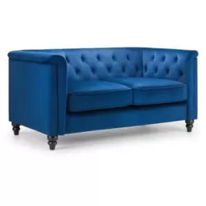 Image of Chudleigh - 2 Seater Sofa Blue Velvet Fabric Upholstered