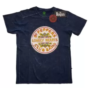Image of The Beatles - Sgt Pepper Drum Unisex XX-Large Snow Wash T-Shirt - Blue