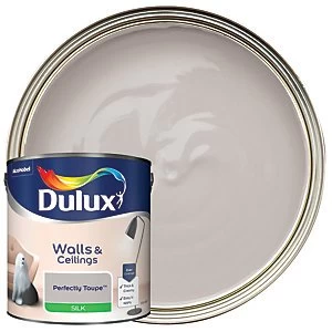 Image of Dulux Walls & Ceilings Perfectly Taupe Silk Emulsion Paint 2.5L