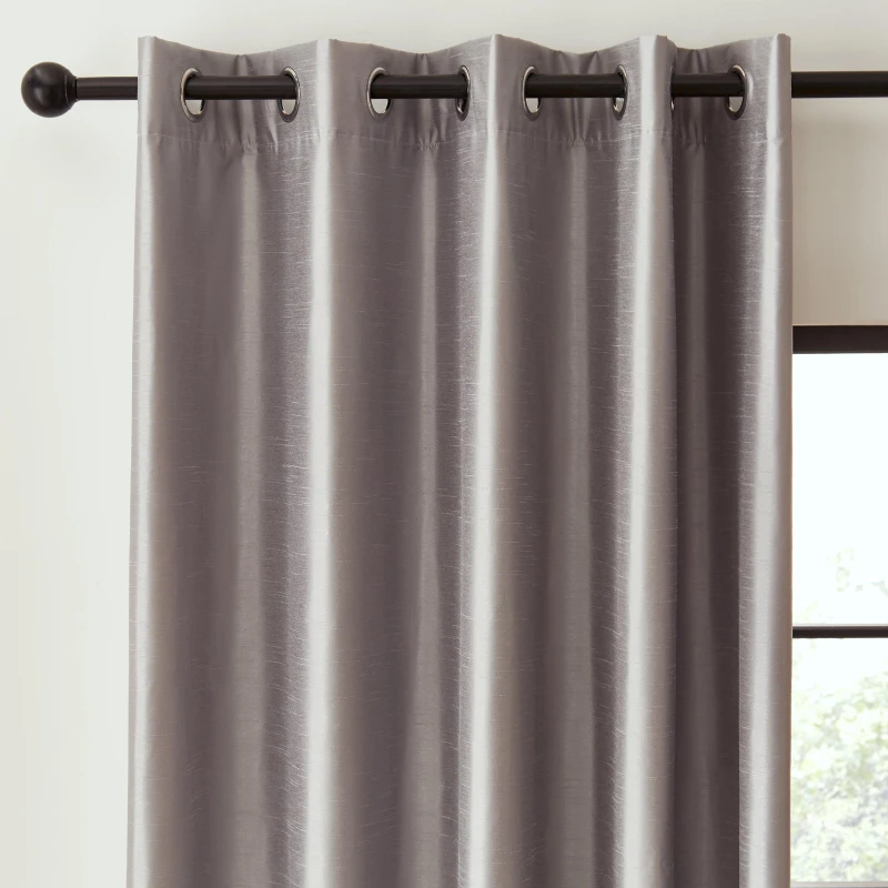 Image of Catherine Lansfield Faux Silk Blackout Thermal Eyelet Curtains Silver Grey unisex 66x54cm
