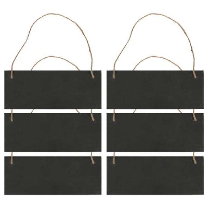 Image of Nicola Spring Rectangle Slate Memo Boards With Rope - 25Cm X 10Cm - Black - Pack Of 6