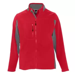 Image of SOLS Mens Nordic Full Zip Contrast Fleece Jacket (M) (Red/Medium Grey)