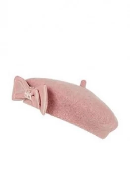 Image of Monsoon Girls Jaime Pearl Velvet Bow Beret Hat - Pink