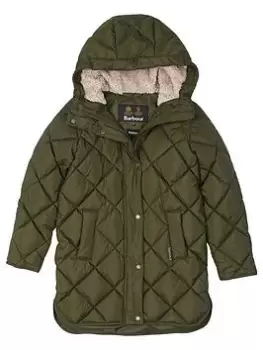 Image of Barbour Girls Sandyford Quilt Coat - Olive Size 6-7 Years, Women