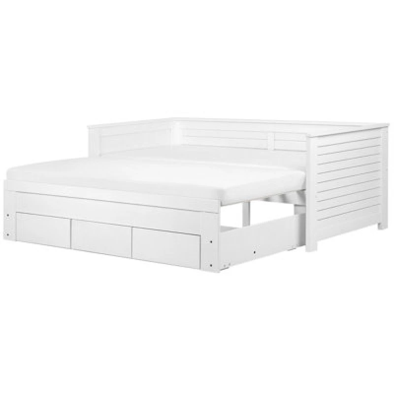 Image of Beliani Bed With Storage Drawers Wood Cahors 90 X 200 Cm (Eu Single) White