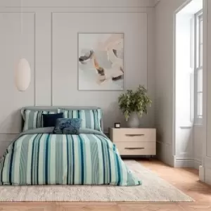 Image of Bedeck of Belfast Oren Cotton Duvet Cover Set Teal - Blue