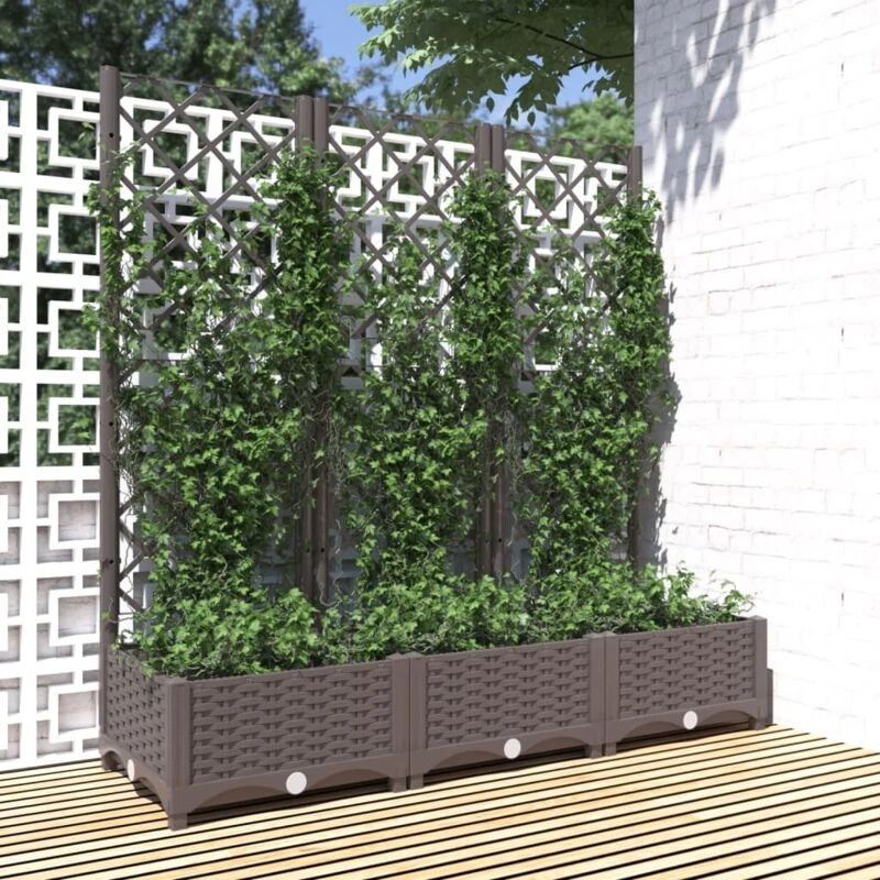 Image of VIDAXL Vidaxl - Garden Planter with Trellis Brown 120x40x121.5cm pp 8720286876107