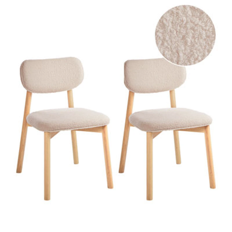 Image of Beliani Set Of 2 Dining Chairs Mills Boucle Light Brown/ Beige