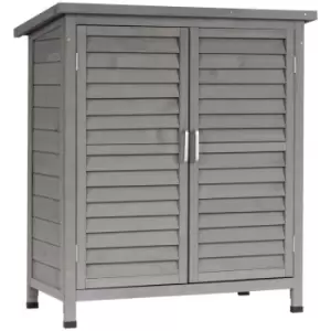 Image of Outsunny Garden Storage Shed Solid Fir Wood Garage Organisation - Grey