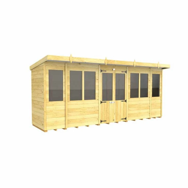 Image of Buttercup Farm 16ft x 4ft Pent Summer House - Wood - L118 x W474 x H201cm in Brown Brown Unisex