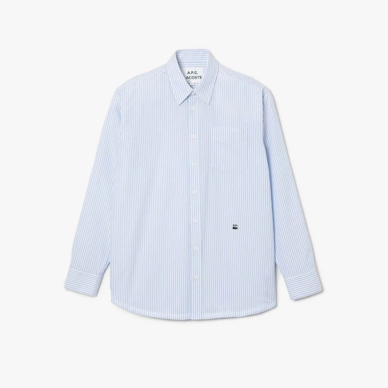 Image of Lacoste Lacoste x A.P.C. Striped Cotton Shirt - White White S