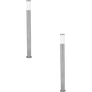 Image of 2 PACK IP44 Outdoor Bollard Light Stainless Steel 12W E27 1100mm Driveway Post