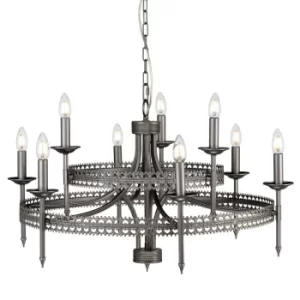 Image of Crown 9 Light Chandelier Iron Finish, E14